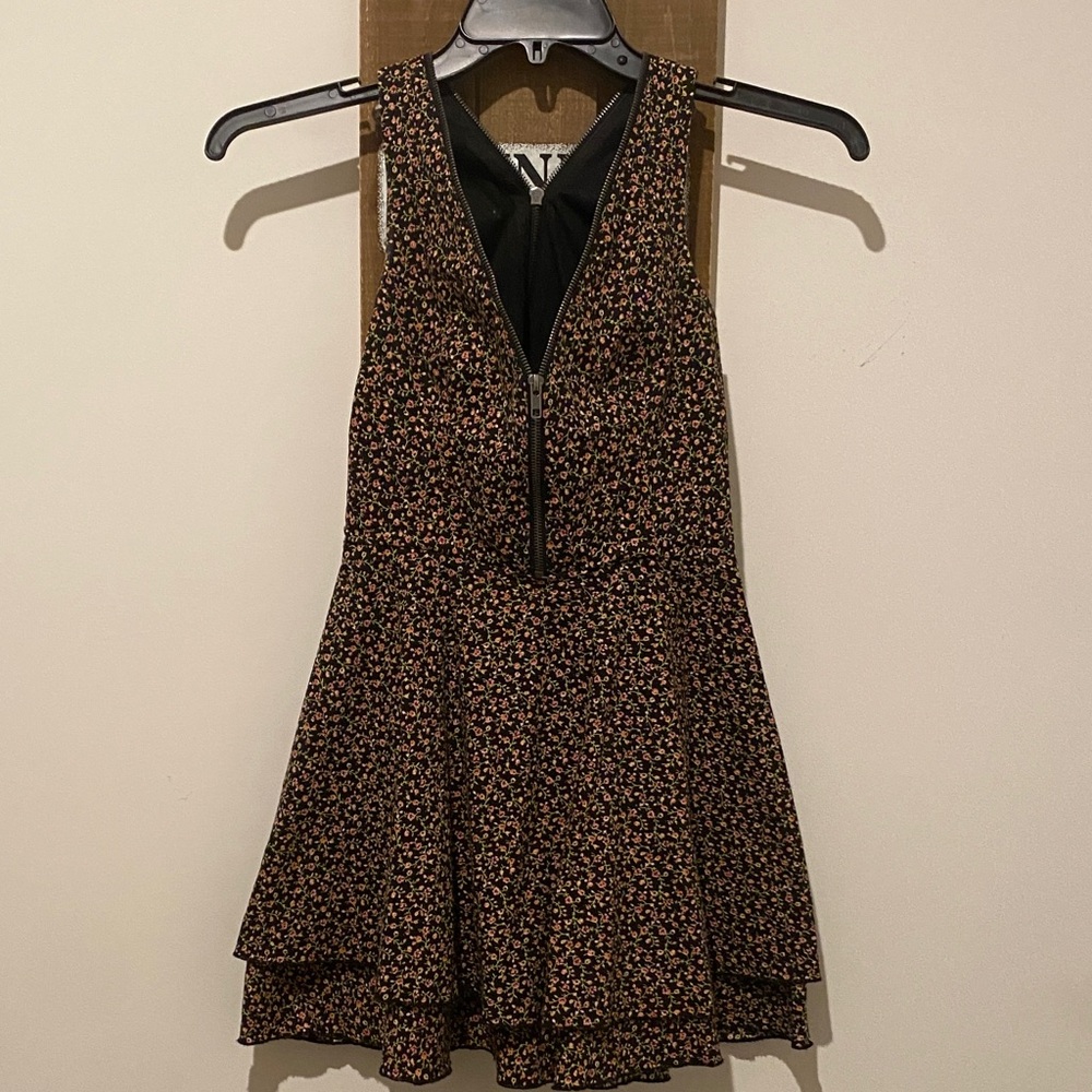 Bebe Black and Pink Floral Mini Dress